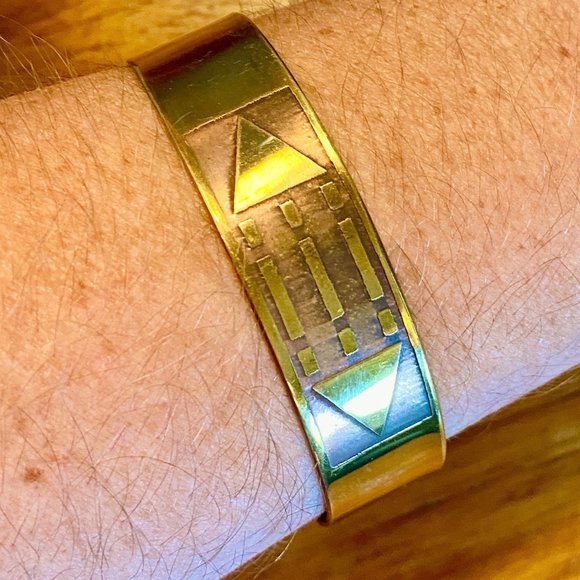 Vintage Copper and Brass Tone Cuff Bracelet - Picture 2 of 5